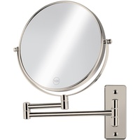 AumVum Vergrößerungsspiegel zur Wandmontage, 8-Zoll-Badezimmer-Make-up-Spiegel, 1X/10X doppelseitig, 360° drehbarer Verlängerungsspiegel mit verlängertem Arm, Nickel