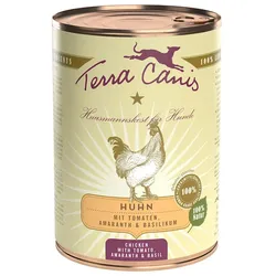 Terra Canis Classic 400g Dose Hundenassfutter 6 x 400 Gramm Huhn mit Amaranth, Tomate & Basilikum