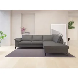 Livetastic Ecksofa Leder 3-Sitzer Dunkelgrau