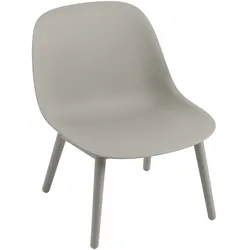 Muuto Fiber Lounge Chair, wood base, grau