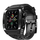 Für Apple Watch Series 9 8 7 45 / SE 6 5 4 Silikon Band Metall Gehäuse