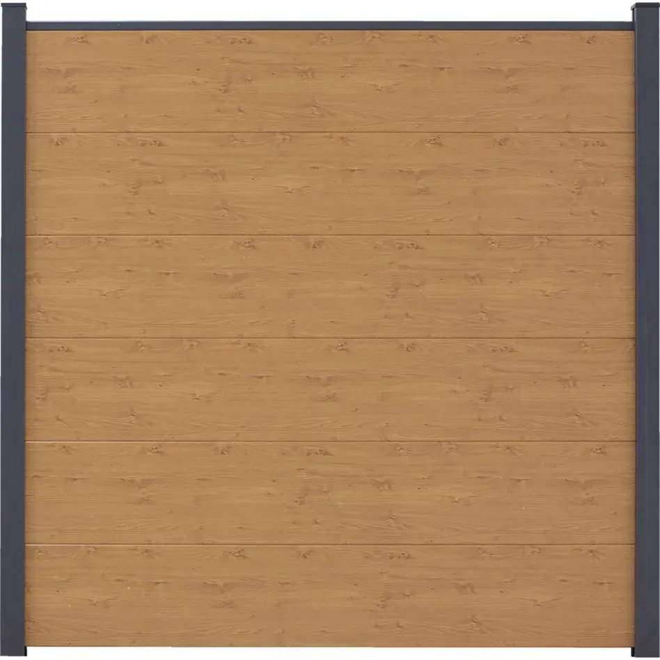 GroJa BasicLine PVC-Steckzaun Sichtschutzzaun Asteiche Natur Sichtschutz Lamellenzaun
