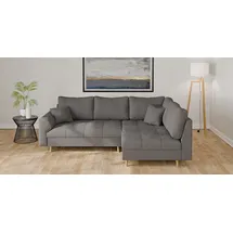 Home Affaire Ecksofa HOME AFFAIRE "CHARRE L-Form mit Ottomane, Maße B/T/H: 231/161/81 cm", grau (dunkelgrau), B:231cm H:81cm T:161cm, 100% Polyester, Sofas, Ecksofa, feine Steppung, lose Rücken- und Zierkissen, auch in Cord und Bouclé