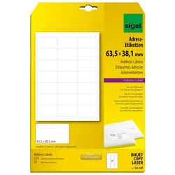 Sigel LA320, Weiß, Nicht klebendes Druckeretikett, A4, Universal, Abgerundetes R