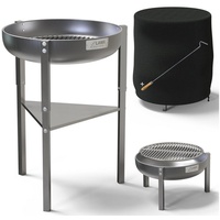 LAWA Living and Lifestyle 304 / V2A Edelstahl Feuerschale 60 cm mit 3 Höhen Feuerstelle Garten Klöpperboden Grill Terrassenfeuer