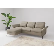 sit&more Ecksofa SIT & MORE "Emely, inkl. Sitztiefenverstellung", grau (taupe), B:264cm H:92cm T:198cm, 95%Polyester, 5% Polyamid, Sofas, Ecksofa, wahlweise mit Bettfunktion,Bettkasten,Kopf- & Armteilverstellung