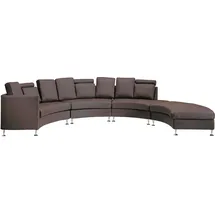 Beliani Sofa mit Ottomane Braun 7-Sitzer U-Förmig Halbrund Verstellbare Kopfstützen Wohnlandschaft Ecksofa Modulsofa Modern Wohnzimmer - Braun/Silber