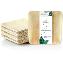 Wisefood Palmblatt Teller quadratisch 20 x 20 cm 25 St. Natur