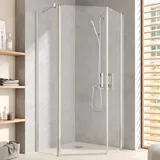 Kermi Pega Fünfeck-Duschkabine PE43L09018VAK 90x90x185cm, silber hochglanz, ESG klar, links