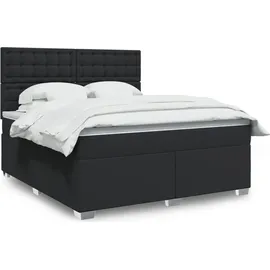 vidaXL Boxspringbett mit Matratze Schwarz 180x200 cm Kunstleder