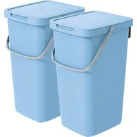Vidaathome.de Q-SYSTEMA Abfalleimer-Set 2 x 25 Liter – Hellblau