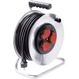 Bachmann Stahlblechkabeltrommel 3-f. 50m Kabeltrommel (Kabellänge 50 m), H05RR-F 3G1,5mm, IP44 schwarz