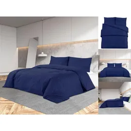 vidaXL Bettwäsche-Set Marineblau 200 x 220 cm