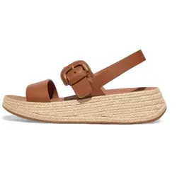 Fitflop für Damen. HP6-592 Braune F-Mode-Sandalen (36), Leder, 3 bis 5 cm, Schnalle, Lässig