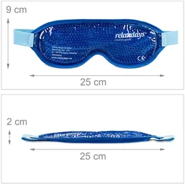 Relaxdays Augenmaske kühlend 2er Set, Gelperlen, Kühlmaske für Augen, Kühlbrille mit Klettverschluss, blau