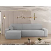 MIRJAN24 Ecksofa Piano L Cord, mit Bettkasten und Schlaffunktion, Schwarze Füße, Wellenfeder, L-Form grau 244 cm x 82 cm x 145 cm