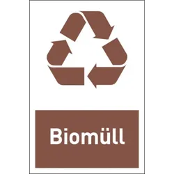 Design-Recyclingschild: Biomüll, Folie selbstklebend, 150 x 100 mm - 100x150 mm Folie selbstklebend