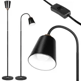Stehlampe E27 Schwarz Gold Flexibel 145cm Leselampe Stehleuchte Modern MasterLED