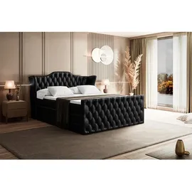 altdecor Boxspringbett, Schwarz Hochglanz, Holzwerkstoff, Höhe ca. 20 cm, 120x200 cm, Schlafzimmer, Betten, Boxspringbetten