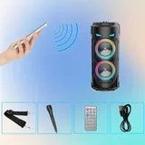 kabelloser Innen- und Außenlautsprecher mit LED-Licht tiefer Basis tragbarer Stereoanlage, Dual-Kanal-Sound geeignet für Partys DJ、 Karaoke