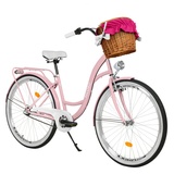 MILORD BIKES Cityrad Milord City Fahrrad Weidenkorb Damenfahrrad, 28/26 Zoll, Rosa, 3-Gang, 3 Gang, Nabenschaltung rosa