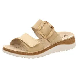 ROHDE Damen Pantolette mit schöner Zierschnalle und Klettverschluss Baviera 1301, Größe:40 EU, Farbe:Beige - 40