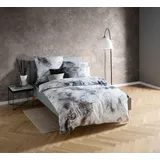 fleuresse Bettwäsche Fleuresse Mako-Satin Bettwäsche 155x220 Marmor grau braun silber 11456, Mako-Satin, 2 teilig, für Sommer und Winter grau