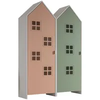 Vipack Kinderkleiderschrank Set Casami Bruges 115,2 x 171,3 x 37 cm Holzwerkstoff weiß pink-grün