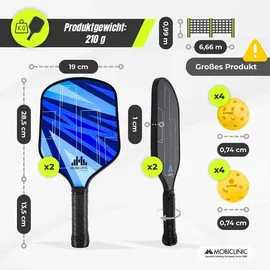 Mobiclinic Pickleball-Set, 4 Schläger, 8 Bälle Netz)