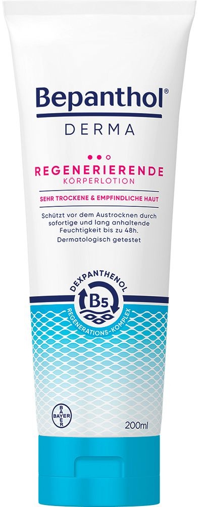 Bepanthol® Derma Regenerierende Körperlotion, Köperpflege für empfindliche und sehr trockene Haut, dermatologisch getestete Feuchtigkeitscreme mit Dexpanthenol