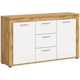 VCM Sideboard Jam 125 x 80 x 35 cm Eiche Wotan / Weiß