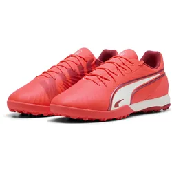 Fußballschuh PUMA "KING MATCH TT Fußballschuhe Erwachsene", Gr. 48, glowing rot weiß fire, Obermaterial: Textil, Synthetik; Futter: Textil; Innensohle: Textil; Laufsohle: Gummi, Schuhe
