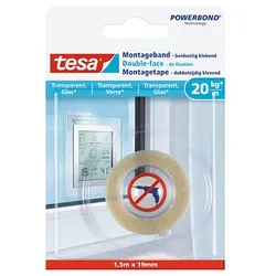 tesa Montageband 77740 doppelseitiges Klebeband 19,0 mm x 1,5 m, 1 Rolle