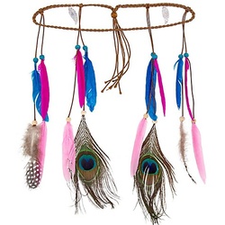 Haarschmuck "Indianer", rosa/pink/blau