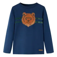 vidaXL Kinder Langarmshirt Bären Langarm T-Shirt Jungen Kindershirt Marineblau 116 - 116 (5-6 J)