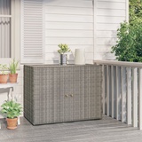 Keyroto Gartenschrank Gartenschrank Outdoor Gartenschrank Rattan Outdoor Schrank Poly Rattan Grau 100x55,5x80 cm