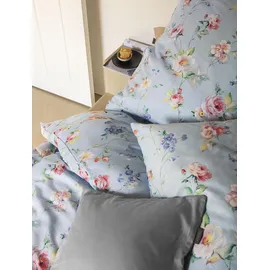 IRISETTE Wave Mako-Satin, Bettwäsche 135x200 Rosen Blumen hellblau rosa 8591-20