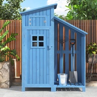 Gartenschrank Geräteschuppen Werkzeugschrank Outdoor-Schrank Gartenbox mit PVC Dach, aus Holz wasserfest, Grün 118.5 x 54.3 x 173 cm (Blau)