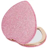 SOFPLATE Taschenspiegel In Herzform Vergrößerungsspiegel Für Die Handtasche Mini Glas Glitzer Faltbar Handspiegel Doppelseitig Tragbarer Make Up Spiegel Aus Kunststoff Für Die Tasche Handtasche Damen