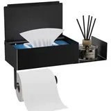 Toilettenpapierhalter Ohne Bohren, Toilettenpapierhalter Mit Box Und Ablage Für Feuchttücher, Toilettenpapierhalter
