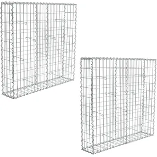 Estexo Gabione, Steinkorb, 100x100x20 cm) 2er Set Draht Wand, Gitter Metall