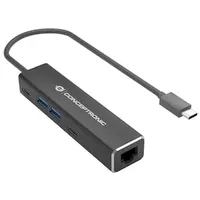 Conceptronic ABBY13B Gigabit Ethernet USB 3.2 Gen 1 Adapter mit USB-Hub, GbE, US