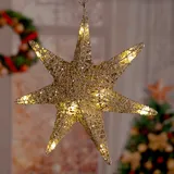 Harms Import LED Advents Weihnachts Stern Hänge Lampe X-MAS Beleuchtung Deko Lampe silber gold 9201115