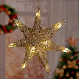 Harms Import LED Advents Weihnachts Stern Hänge Lampe X-MAS Beleuchtung Deko Lampe silber gold 9201115