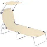 Sonnenliege Gartenliege Wellnessliege Strandliege Klappbar Mit Sonnenschutz Beige 187 X 58 X 36 Cm