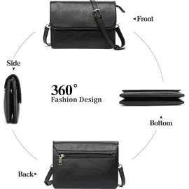 luxuskollektion Damen Umhängetasche Crossbody Leder Retro-schwarz