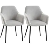 Homcom 2er Set Küchenstuhl mit Rückenlehne, Samtoptik, Polsterstuhl mit Armlehne, Wohnzimmerstuhl mit Stahlbeine