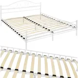 Tectake tectake® Metallbett, robustes Stahlgestell, bodenschonende Kunststoffkappen, 180 x 200 cm