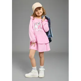 Kidsworld Jerseykleid "Süßes Shirtkleide mit Einhorn-Druck", Mädchen, Gr. 92/98, N-Gr, rosa (pink), Single Jersey, Obermaterial: 100% Baumwolle, bedruckt, ausgestellt, Rundhals, mit Gummizug, Kleider Jerseykleid, für Mädchen, aus Single Jersey aus Baumwolle