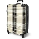 NoBoringSuitcases.com® Koffer Mittelgroß 67x43x25 cm Hartschalenkoffer Trolley Rollkoffer 4 Rollen Leicht Hartschale Größe M Muster - Beige - Karo - Schwarz